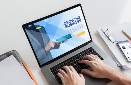 Businessman working on laptop